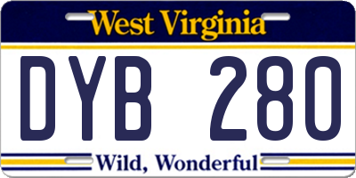 WV license plate DYB280