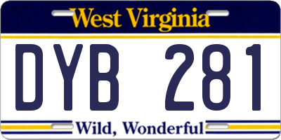 WV license plate DYB281