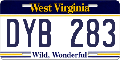 WV license plate DYB283