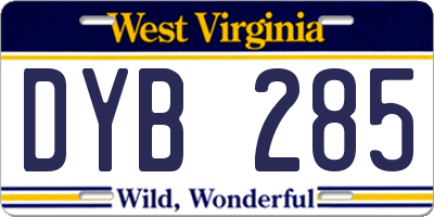 WV license plate DYB285