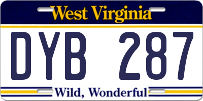 WV license plate DYB287