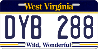 WV license plate DYB288