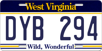 WV license plate DYB294