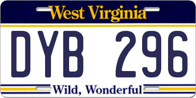 WV license plate DYB296