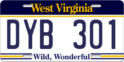 WV license plate DYB301