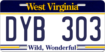 WV license plate DYB303