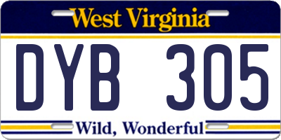 WV license plate DYB305