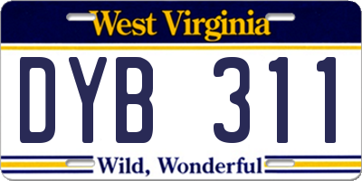 WV license plate DYB311