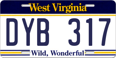 WV license plate DYB317