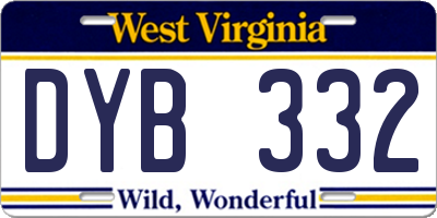 WV license plate DYB332