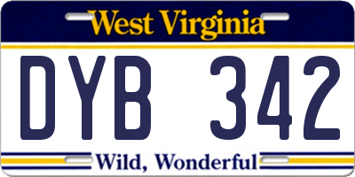 WV license plate DYB342