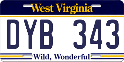 WV license plate DYB343
