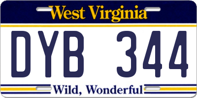 WV license plate DYB344
