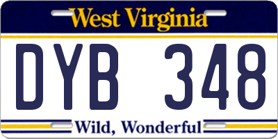 WV license plate DYB348