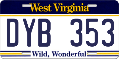WV license plate DYB353