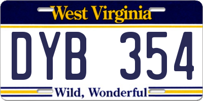 WV license plate DYB354