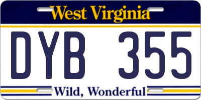 WV license plate DYB355