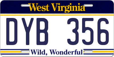 WV license plate DYB356