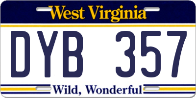 WV license plate DYB357