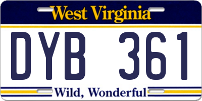 WV license plate DYB361
