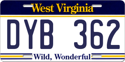 WV license plate DYB362