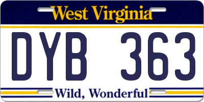 WV license plate DYB363
