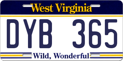 WV license plate DYB365
