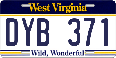 WV license plate DYB371