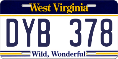 WV license plate DYB378