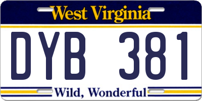 WV license plate DYB381