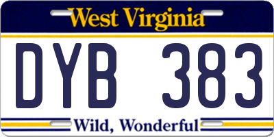 WV license plate DYB383