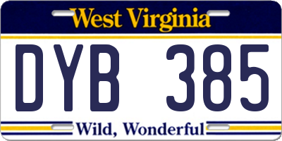WV license plate DYB385
