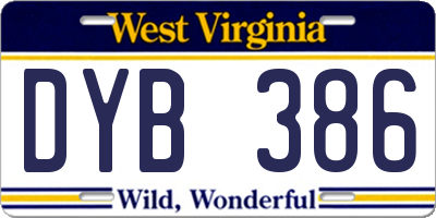 WV license plate DYB386
