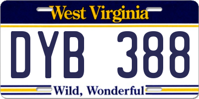 WV license plate DYB388