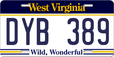 WV license plate DYB389
