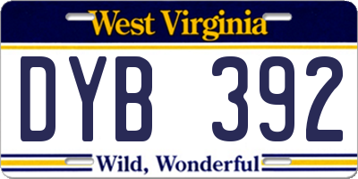 WV license plate DYB392