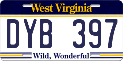WV license plate DYB397