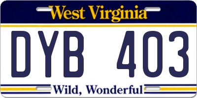 WV license plate DYB403