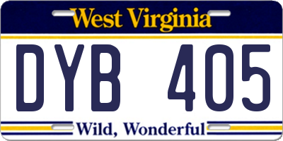 WV license plate DYB405