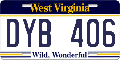 WV license plate DYB406