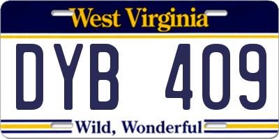 WV license plate DYB409