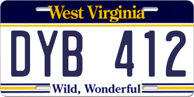 WV license plate DYB412
