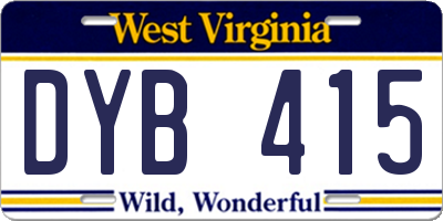 WV license plate DYB415