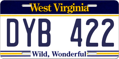WV license plate DYB422