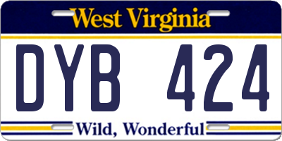 WV license plate DYB424