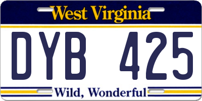 WV license plate DYB425