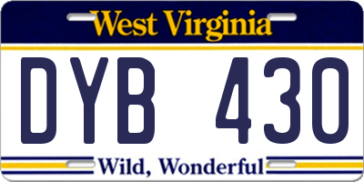 WV license plate DYB430