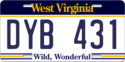 WV license plate DYB431