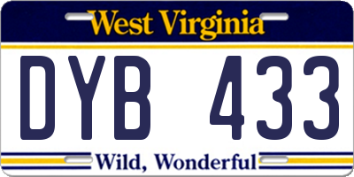 WV license plate DYB433
