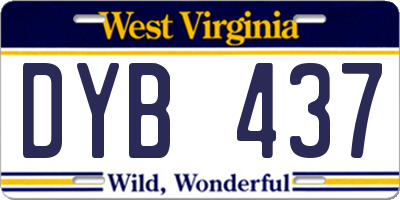 WV license plate DYB437